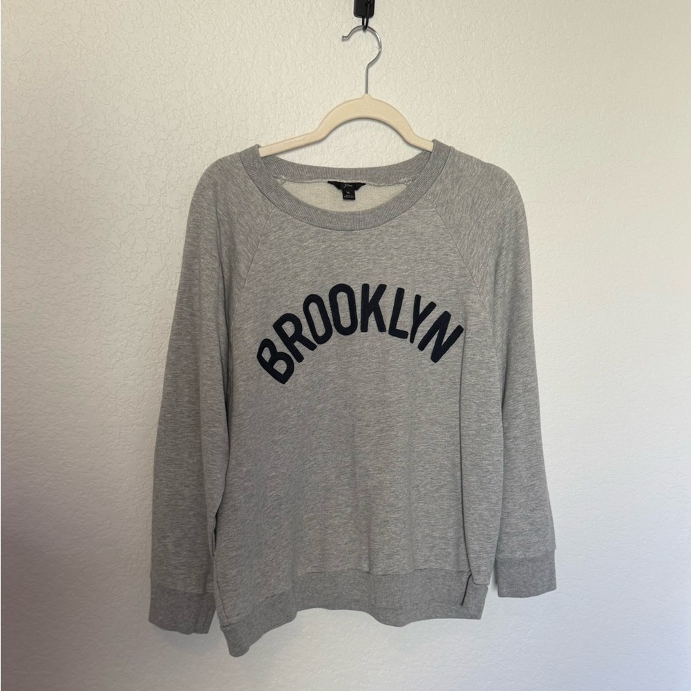 J. Crew Gray Sweatshirt with Navy Print